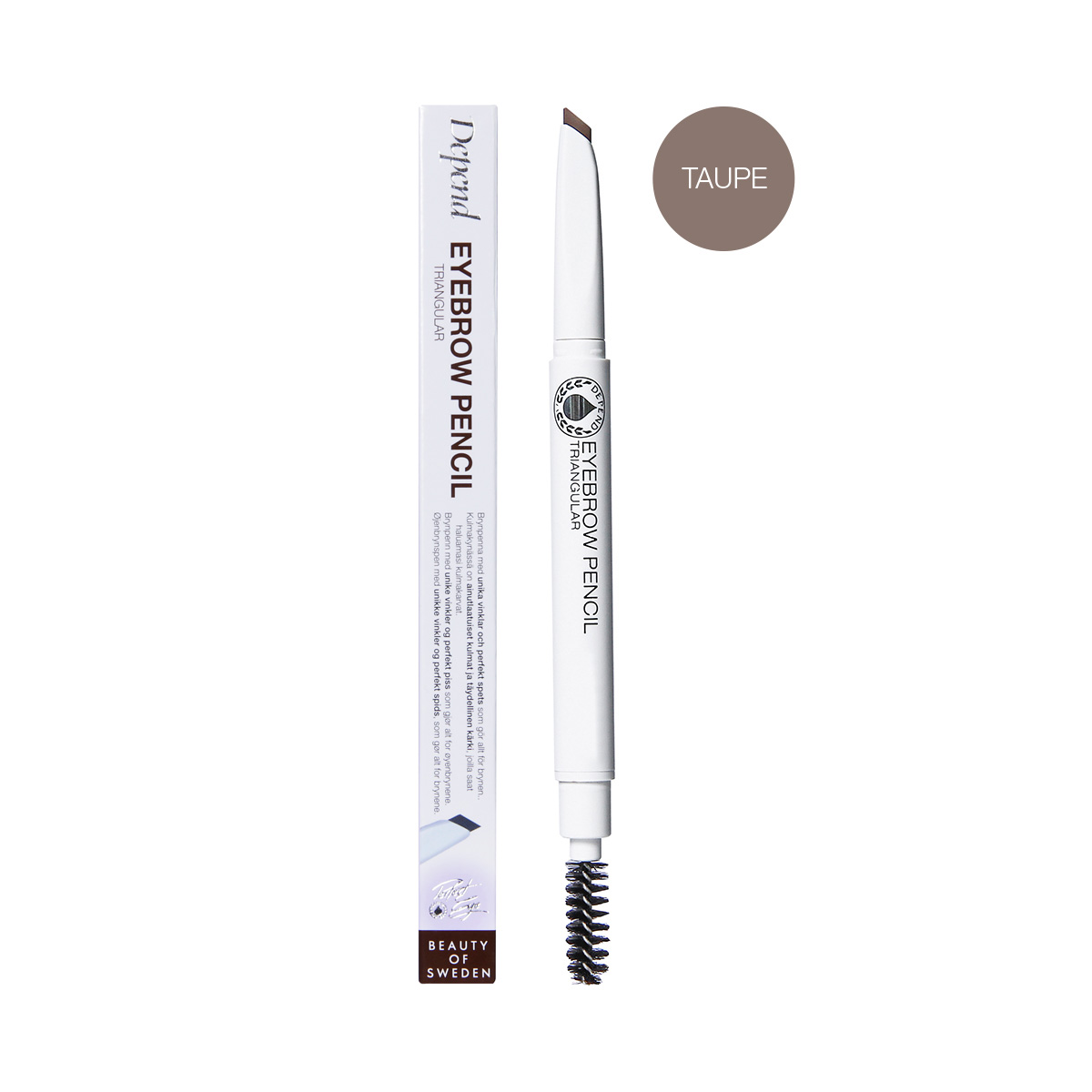 EYEBROW PENCIL TRIANGULAR TAUPE Depend Cosmetic   4925 Perfect Eye Eyebrowpencil Triangular Taupe Förpackning 